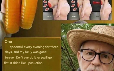 Refreshing and delicious! One tablespoon every night for three days and my belly was gone. But be careful, otherwise your belly will flatten again. It dries out the skin, similar to liposuction. Here’s a recipe for a simple “hello”.